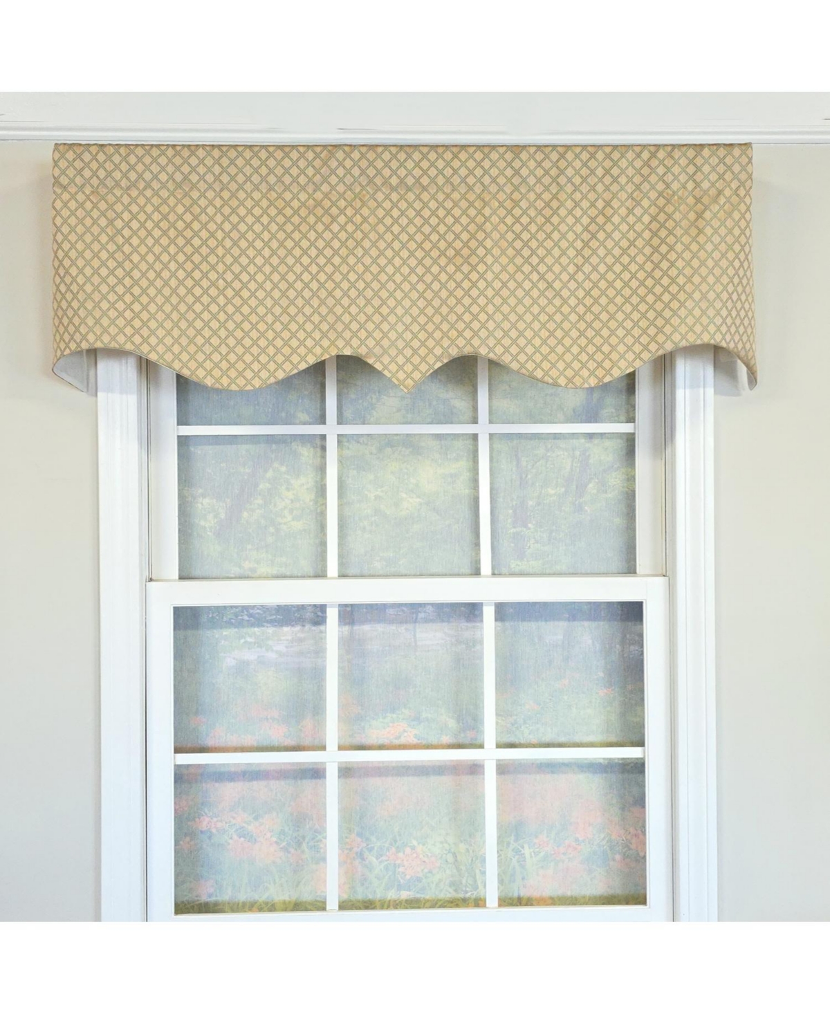Rlf Home 100% Cotton Diamonds Regal Fully lined Windows Rod Pocket Valance 50" x 17" Green