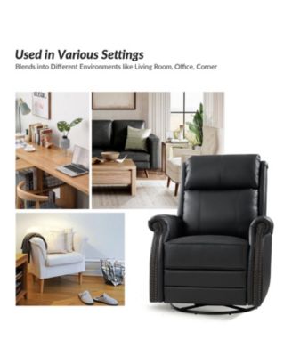 30.5" Wide Genuine Leather Manual Recline, Contemporary Style Osvaldo Recliner Chair