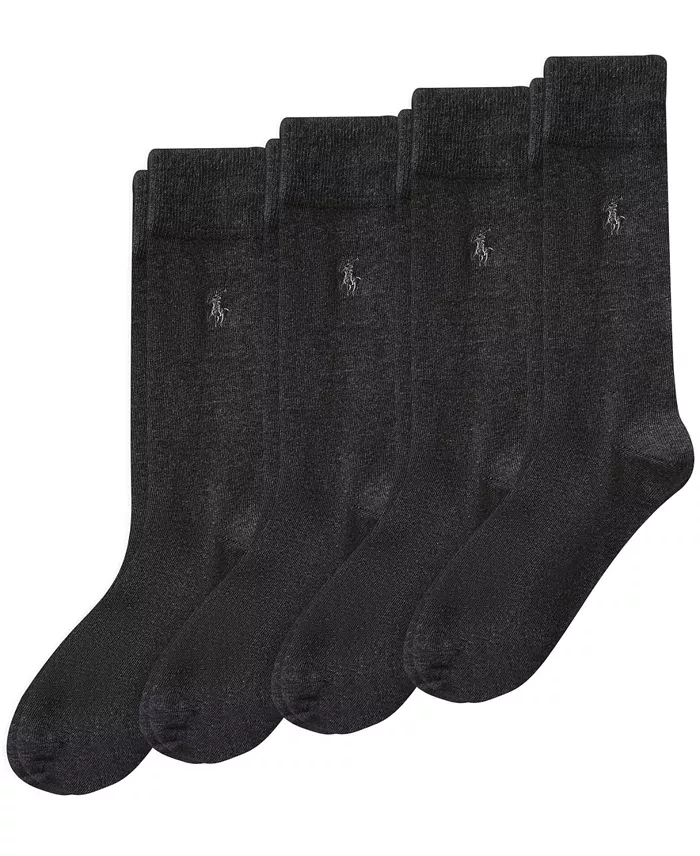 Men's Flat Knit Slack Dress Socks, 4-Pack