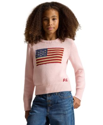 Girls' 7-16 Flag Crewneck Sweater