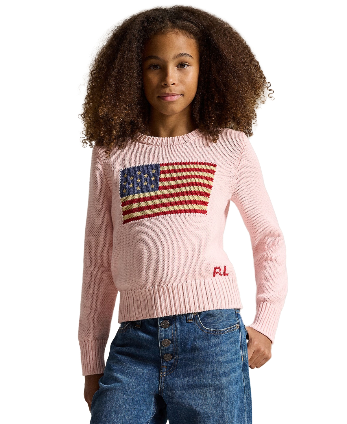 Polo Ralph Lauren Big Girls Flag Crewneck Sweater