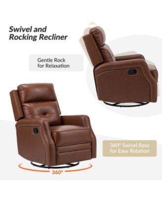  Beatriz 28.74" Wide Genuine Leather Swivel Rocker Recliner