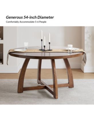 Mid-century Modern Loredana 54" Solid Wood Round Dining Table