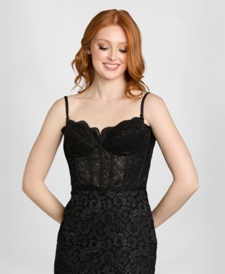 Junior's  Glitter Lace Corset Gown
