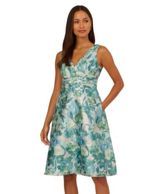 Women's Floral Jacquard Midi Dress