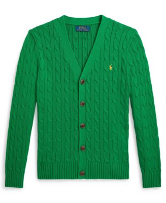 Polo Ralph Lauren Boys 8-20 Cable-Knit Cotton V-Neck Cardigan - Macy's