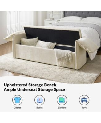 Mid-century Modern Lydia Storage Bench with Solid Wood Legs