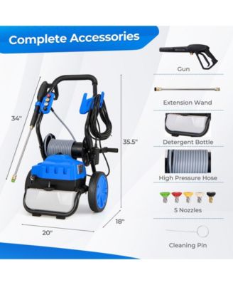 2300 PSI 1.8 GPM Electric Pressure Washer with Wheels and 5 Quick Connect Nozzles-Blue