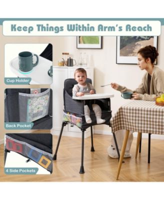 Toddler Folding High Chair with 2-position Tray Adjustable Safety Baffle