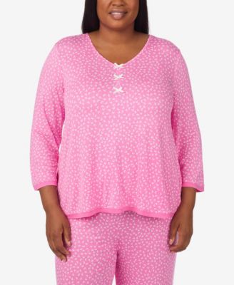 Plus Size V-Neck Top and Ankle Pajama Pants, 2-Piece Set