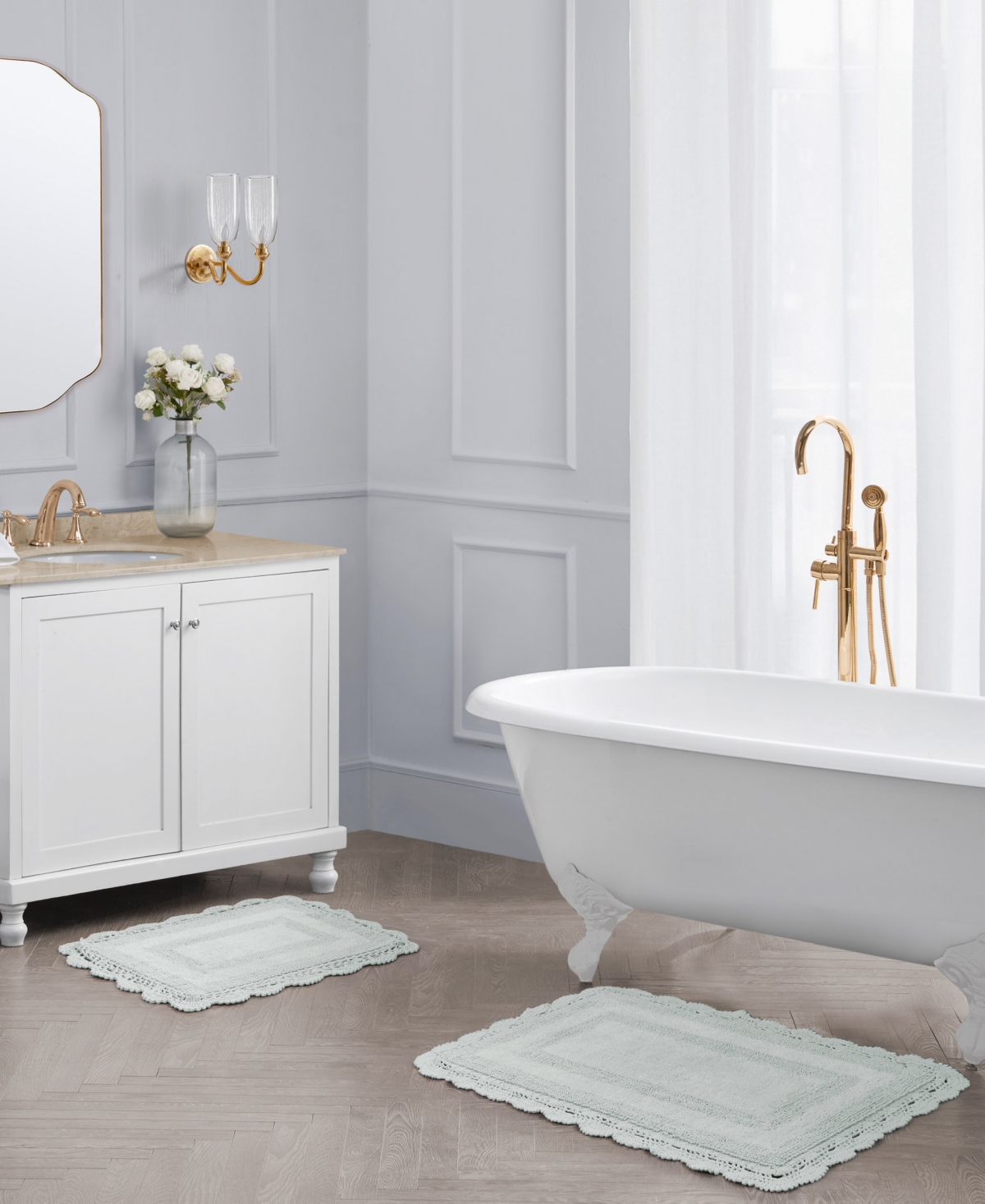 Laura Ashley Crochet Reversible Cotton 2-Pc. Bath Rug Set