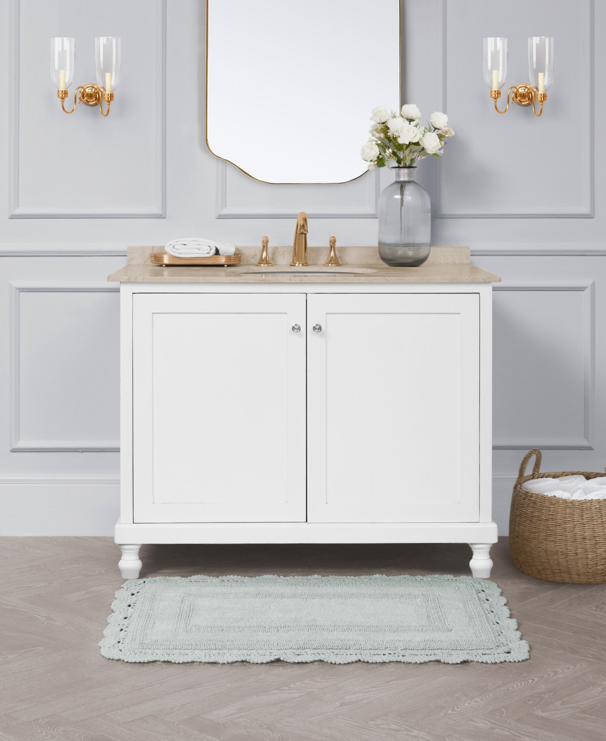 Laura Ashley Crochet Reversible Cotton Bath Rug