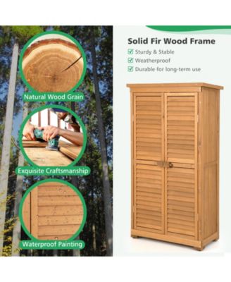 Outdoor Wooden Garden Tool Storage Cabinet