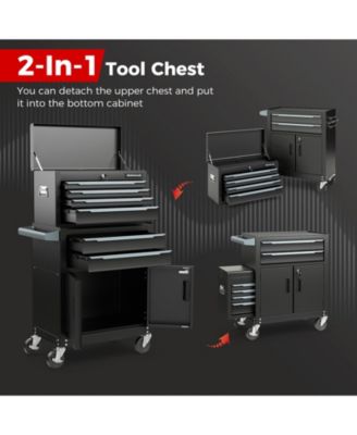 6-Drawer Rolling Tool Storage Chest Cabinet with Universal Wheels and Hooks