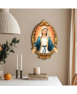 Blessed Virgin Mary Wall Plaque, Oval Religious Decor for Home & Prayer Space