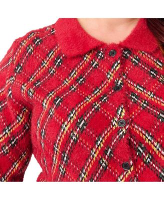 Plus Size Collared Knit Cardigan