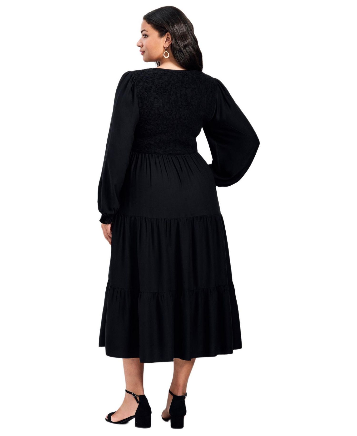 Women's Plus Size Indi Puff Sleeve Shirred Dress