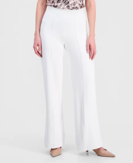 Petite Mid-Rise Straight-Leg Pants - Ivory