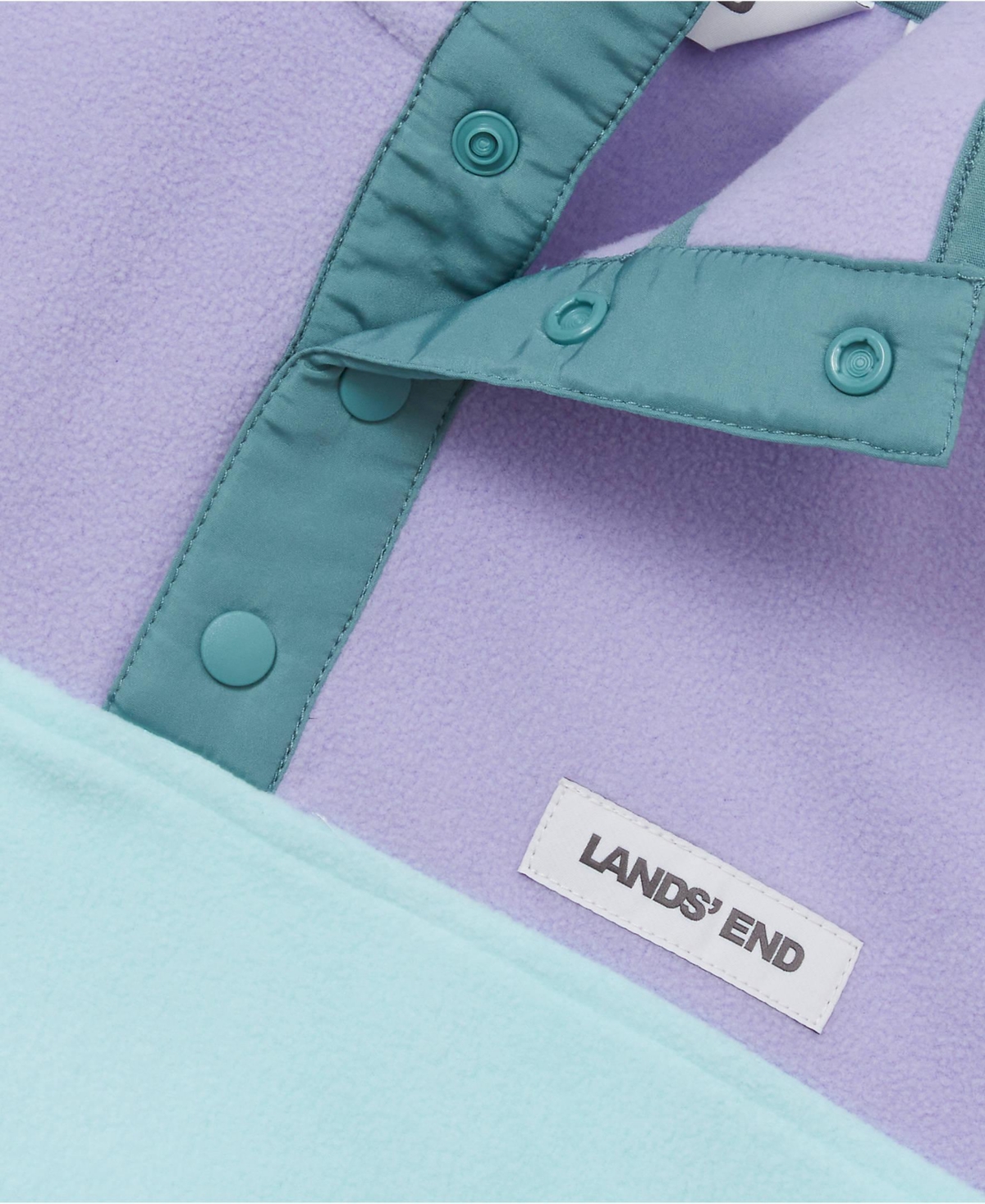 Lands' End Girls Anyweather Fleece Snap Neck Pullover