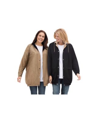 Plus Size Fleece Nylon Reversible Jacket