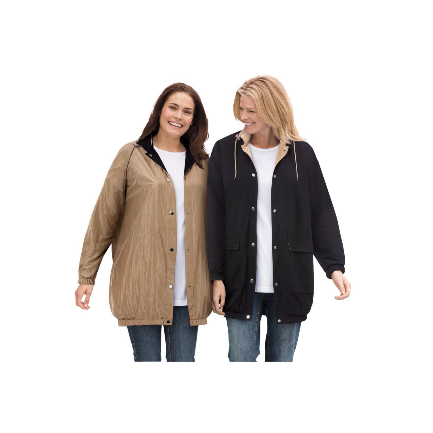 Plus Size Fleece Nylon Reversible Jacket