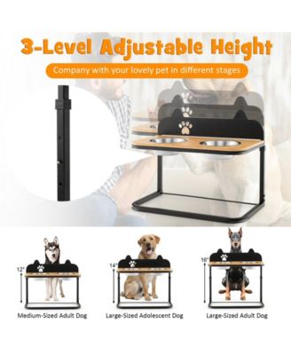 Dog Bowl Stand With 2 Stainless Steel Food Water Bowls