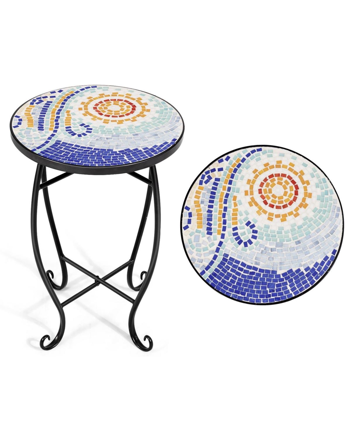 Sugift Outdoor Indoor Steel Accent Plant Stand Cobalt Table-Navy