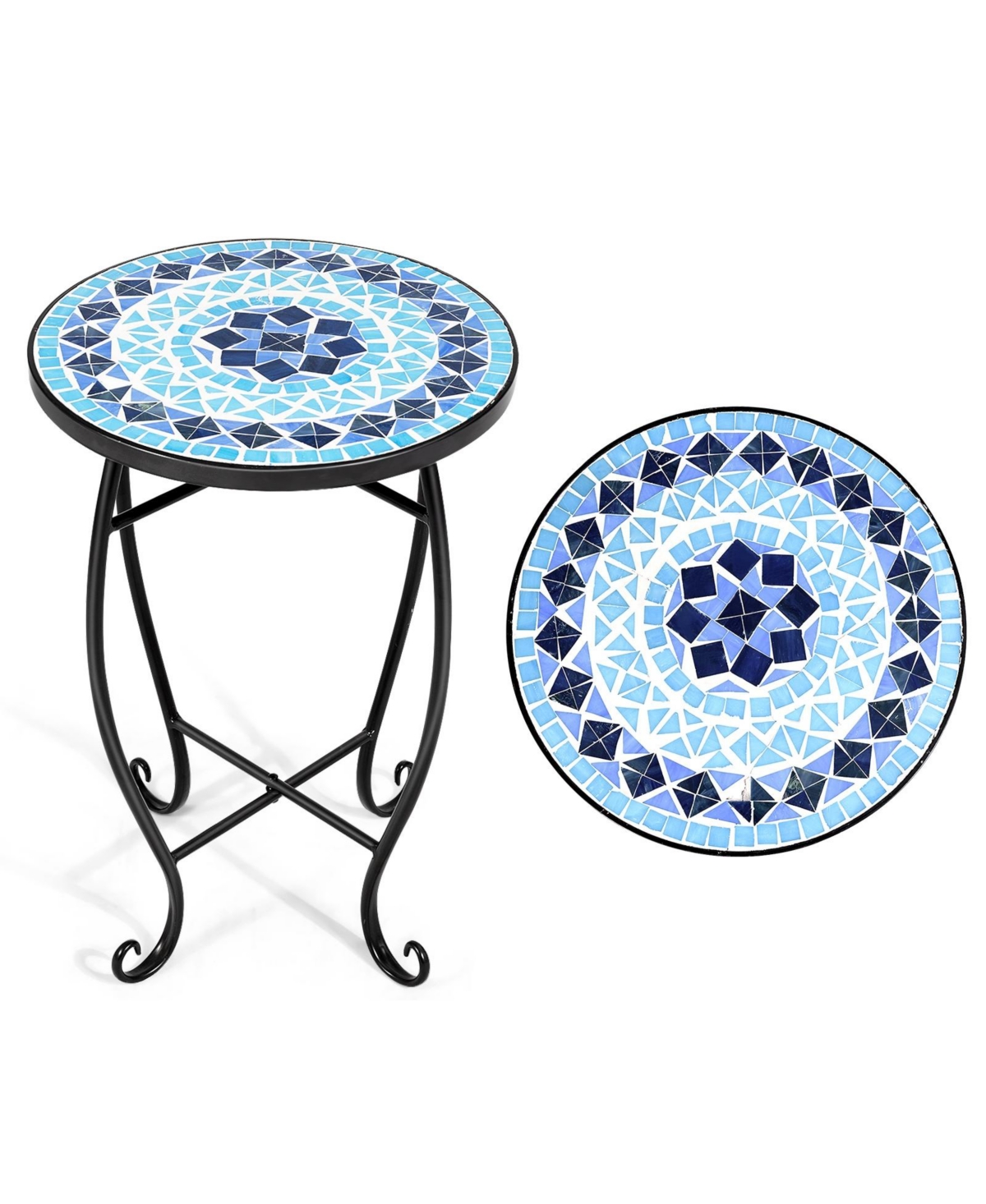 Sugift Outdoor Indoor Steel Accent Plant Stand Cobalt Table-Blue