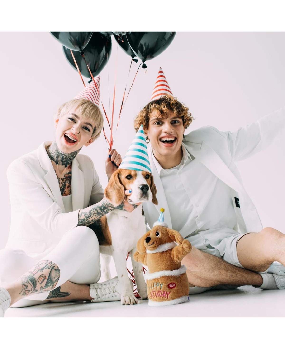 Fuzzwoof Birthday Cake Dog Toy, Dancing with Echo Function Feature, Singing Birthday Songs, Interactive Dog Toys, Plush Stuffed Puppy Toy