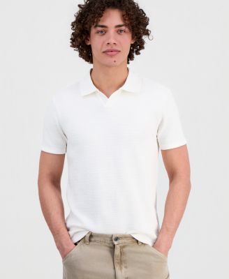 Men's Solid-Collar Johnny Collar Short-Sleeve Shirt