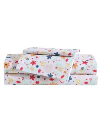 Colorful Floral Microfiber 4-Pc. Sheet Set, Full