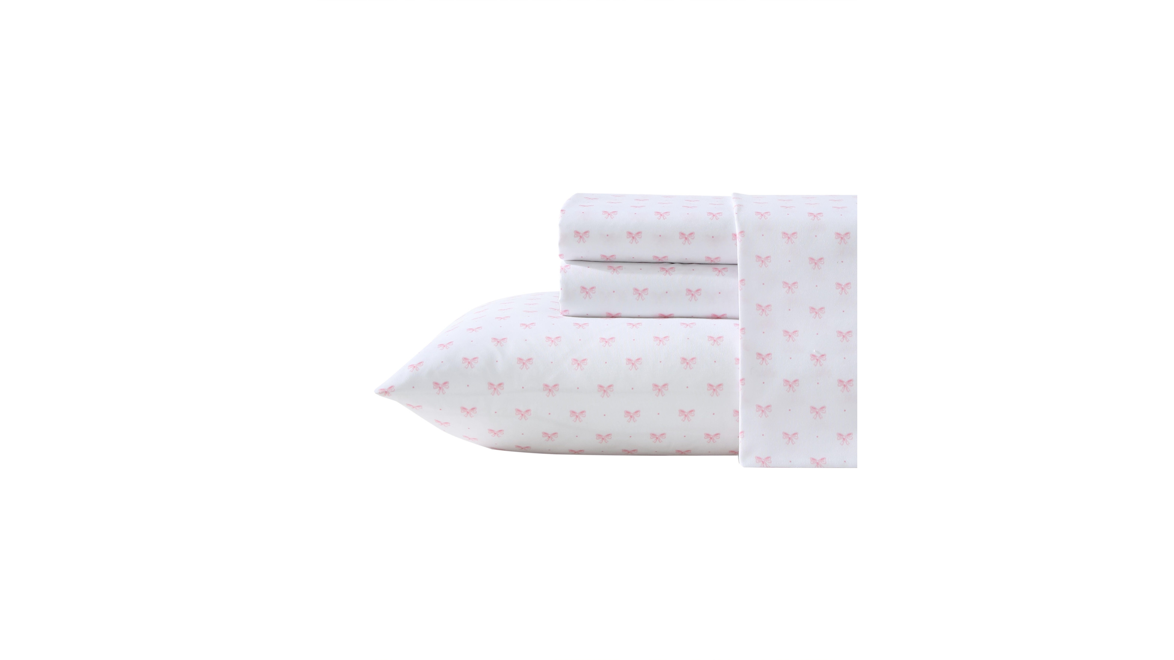 Laura Ashley Lovely Bows Microfiber 3-Pc. Sheet Set, Twin Xl