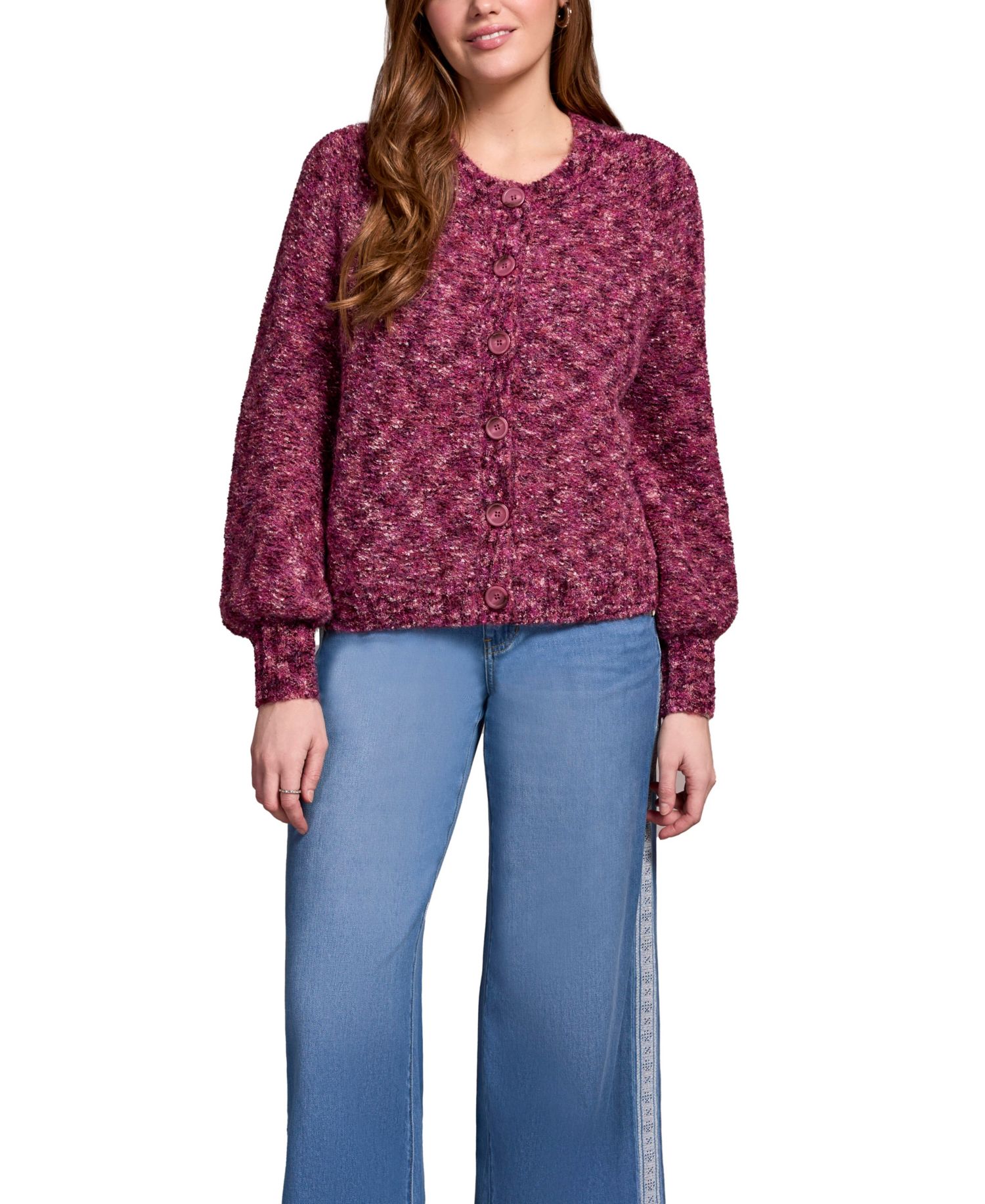 Women's Button-Front Crew Neck Cardigan Sweater