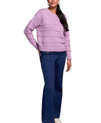 Women's Heathered Stripe Crew Neck Sweater