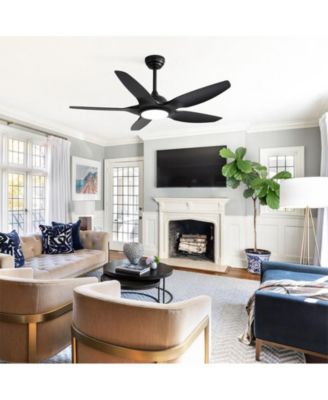 48-inch Matte Black 5-Blade Ceiling Fan with Six Speed Remote Control and Forward Reverse Function for Indoor Use