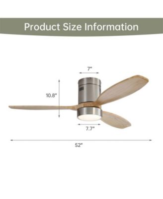 52-inch Modern Sand Nickel 3-Blade Flush Mount with Light and Remote Control