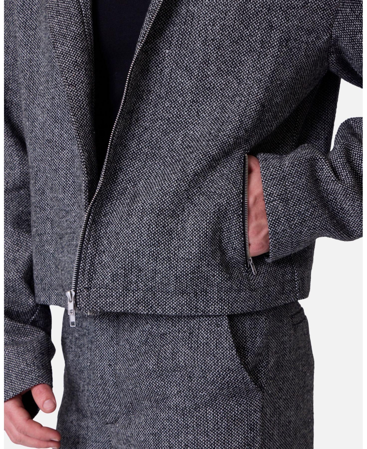 Loiter Men's Tweed Mod Jacket, Tailored Fit, Textured Fabric, Button Closure, Classic Collar, Stylish Outerwear