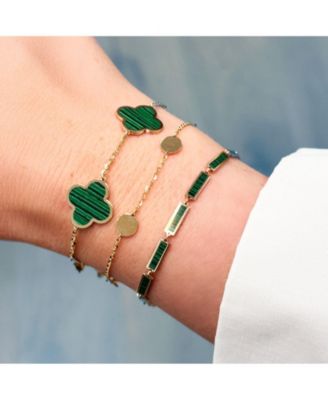 Malachite Bar Bracelet 14K Gold