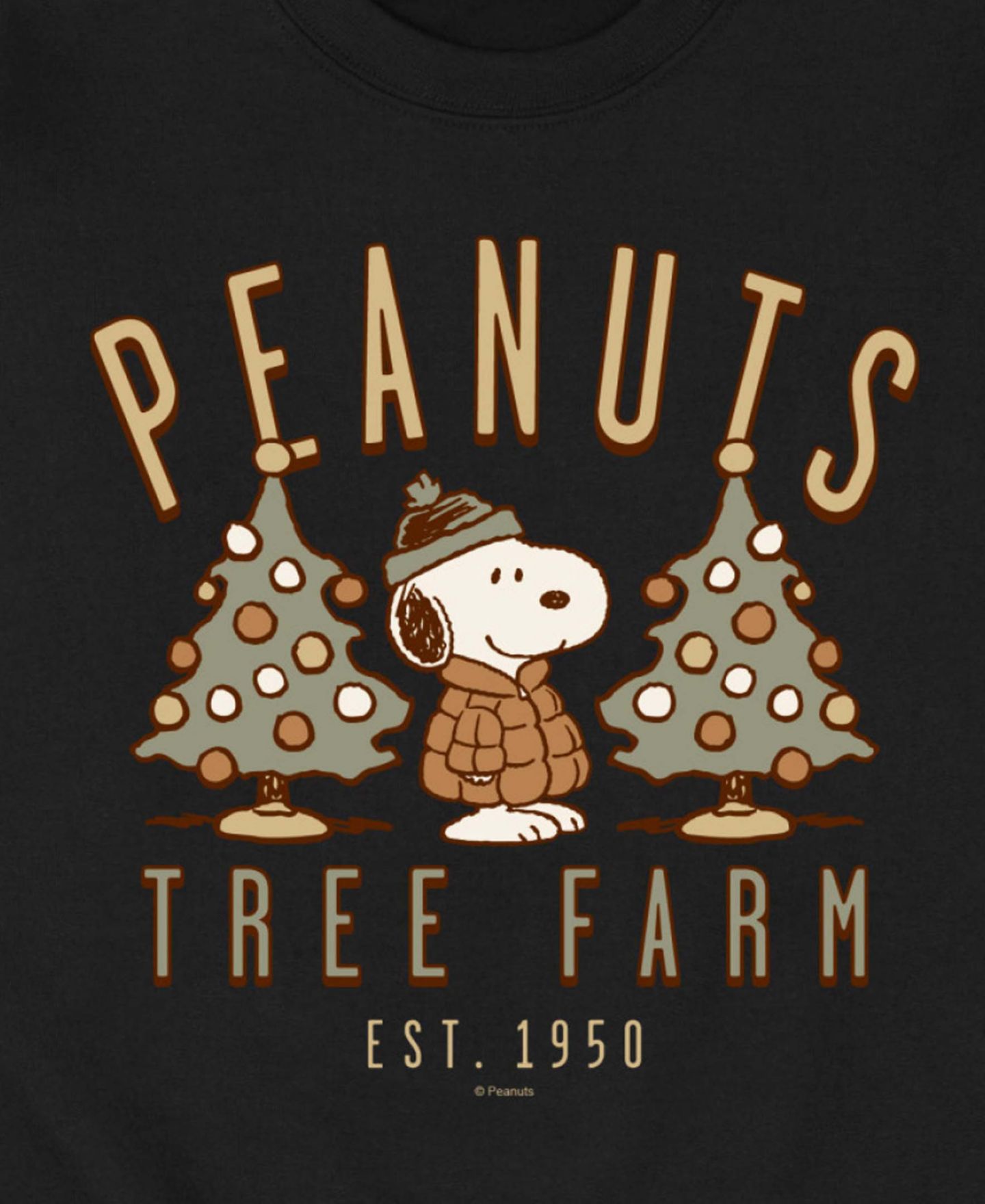 Мужской свитшот AIRWAVES Peanuts Snoopy Christmas Tree Farm Crewneck, цвет: Чёрный — фото 2