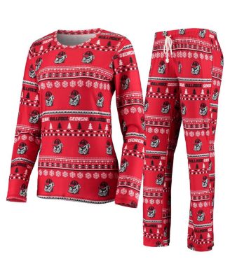 Concepts Sport - Women's Red Georgia Bulldogs Holiday Long Sleeve Top Pants Sleep Set