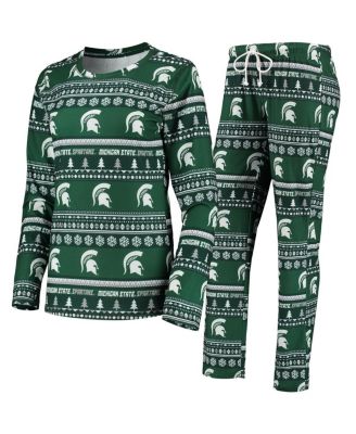 Concepts Sport - Women's Green Michigan State Spartans Holiday Long Sleeve Top Pants Sleep Set