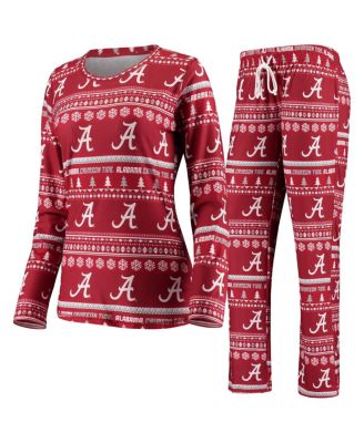 Concepts Sport - Women's Crimson Alabama Crimson Tide Holiday Long Sleeve Top Pants Sleep Set