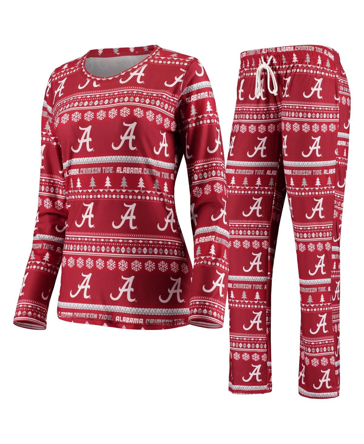 Concepts Sport Women's 2-piece Crimson Alabama Crimson Tide Holiday Long Sleeve Top And Pants Sleep Set In Red