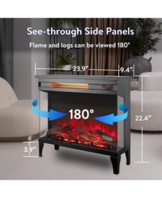 24 inch three sided glass electric fireplace with feet