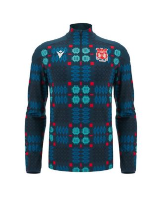 Men's Blue Wrexham Warm-Up Quarter-Zip Pullover Hoodie