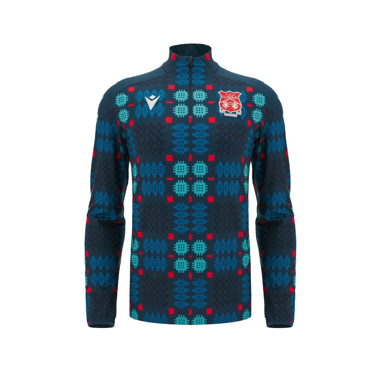 Men's Blue Wrexham Warm-Up Quarter-Zip Pullover Hoodie