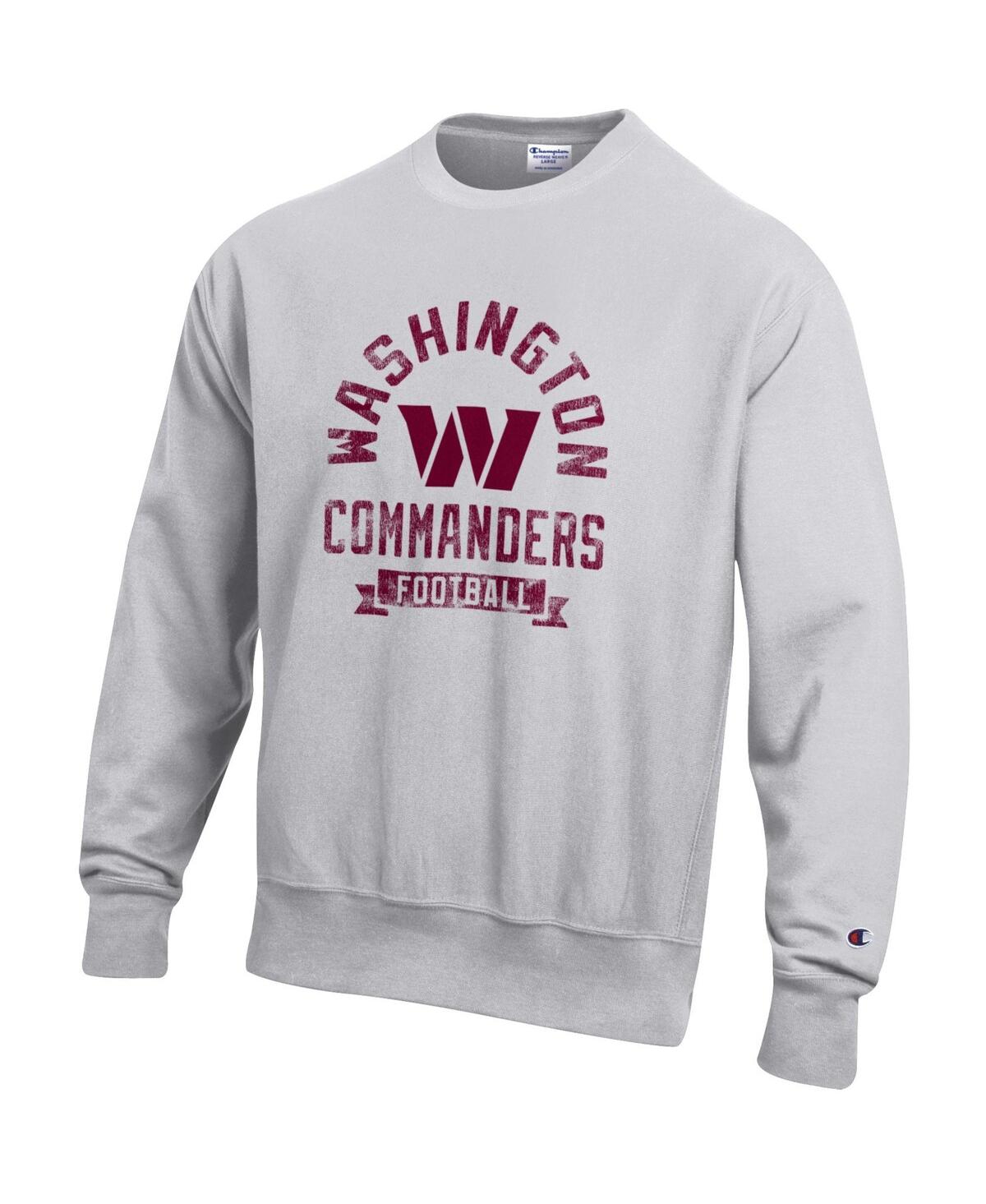 Champion Men's Heather Gray Washington Commanders Reverse Weave Fleece Pullover Sweatshirt