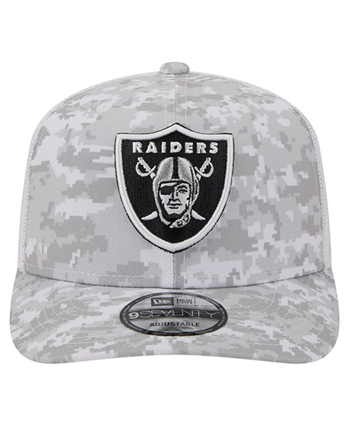 New Era Men's White Las Vegas Raiders Salute To Service Fan Pack 9seventy Trucker Adjustable Hat In Gray