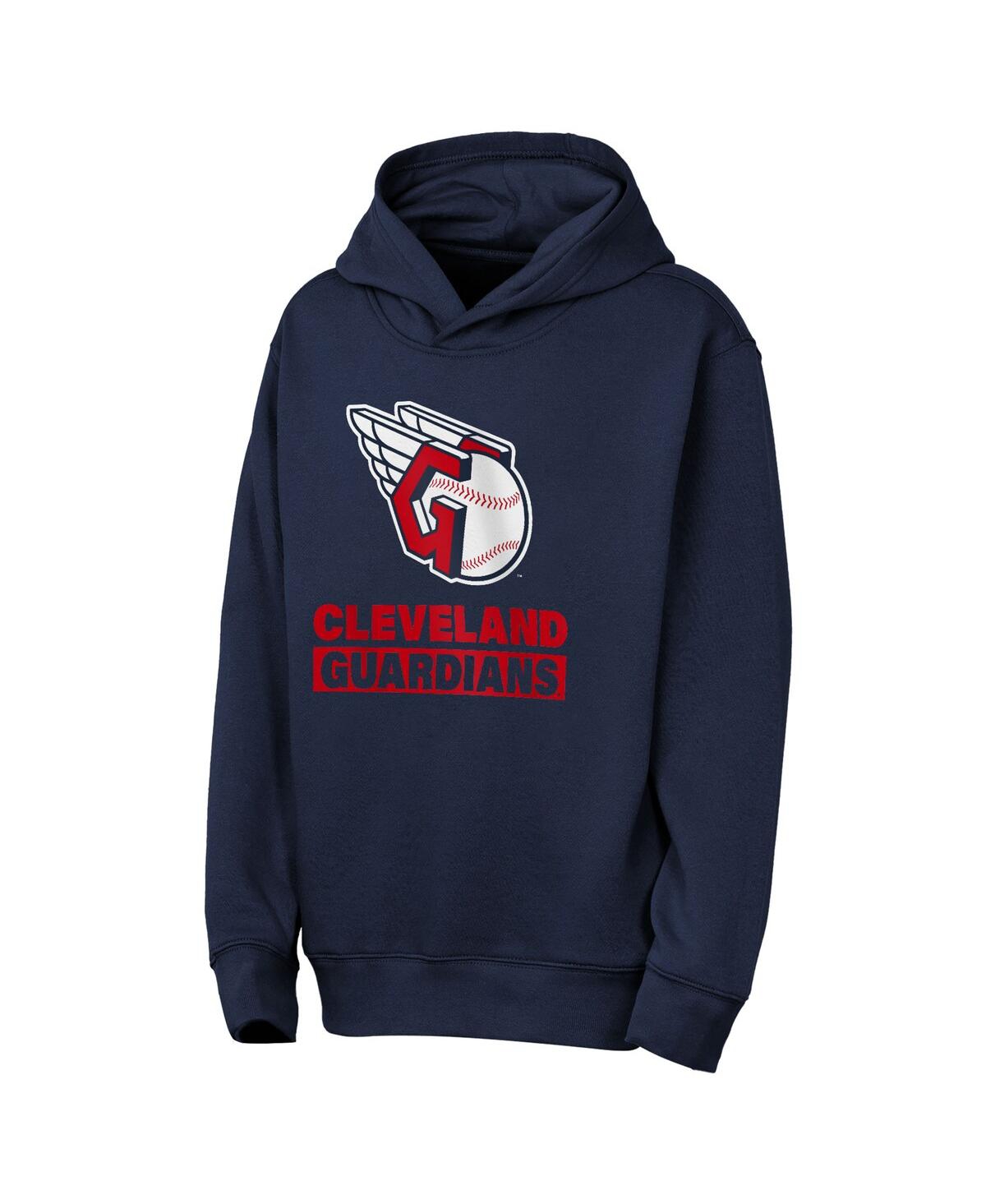 Outerstuff Big Boys and Girls Navy Cleveland Guardians Back to Basics Hoodie