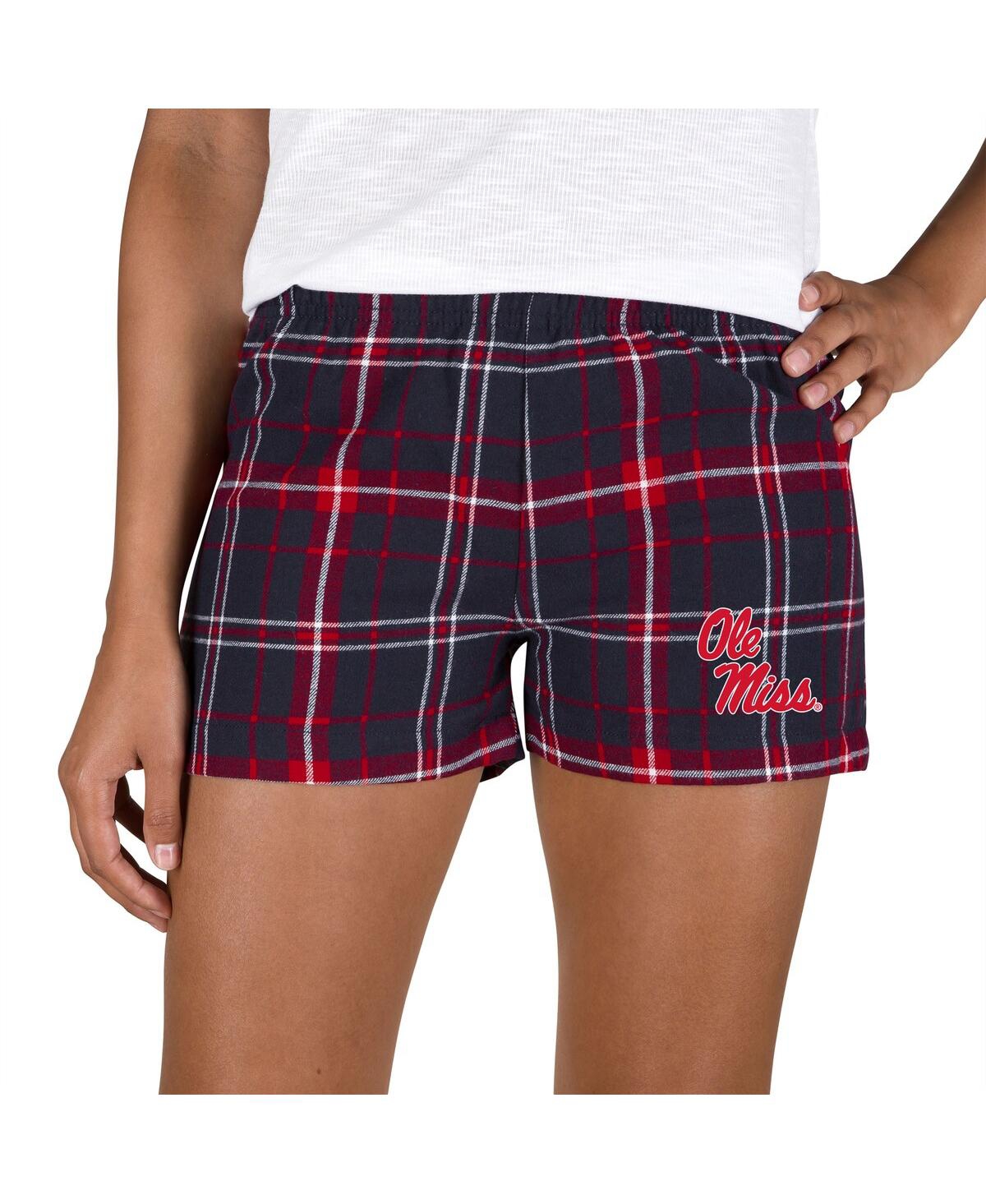 Concepts Sport Women's Navy/red Ole Miss Rebels Ultimate Flannel Shorts In Red